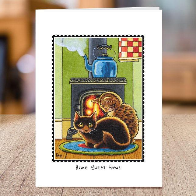 New Home Cute Cat Painting Custom Folded Card (Creator Uploaded)