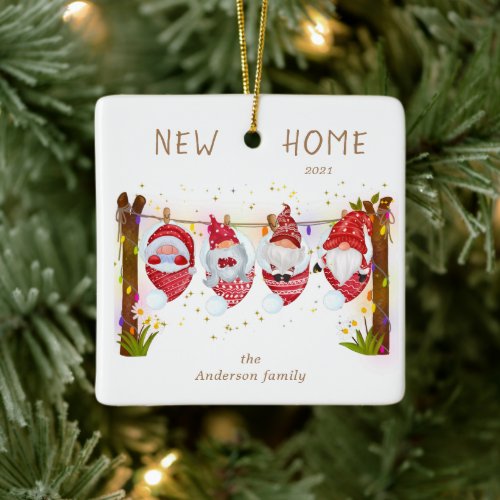 New Home Cute Gnome Photo Ceramic Ornament