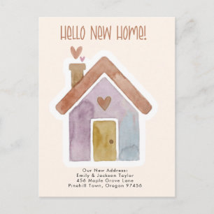 New Home - Cute New Address Watercolor Door Announcement Postcard