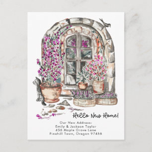 New Home - Cute New Address Watercolor Door  Announcement Postcard
