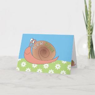 New Home Cute Snail in Meadow Greeting Cards