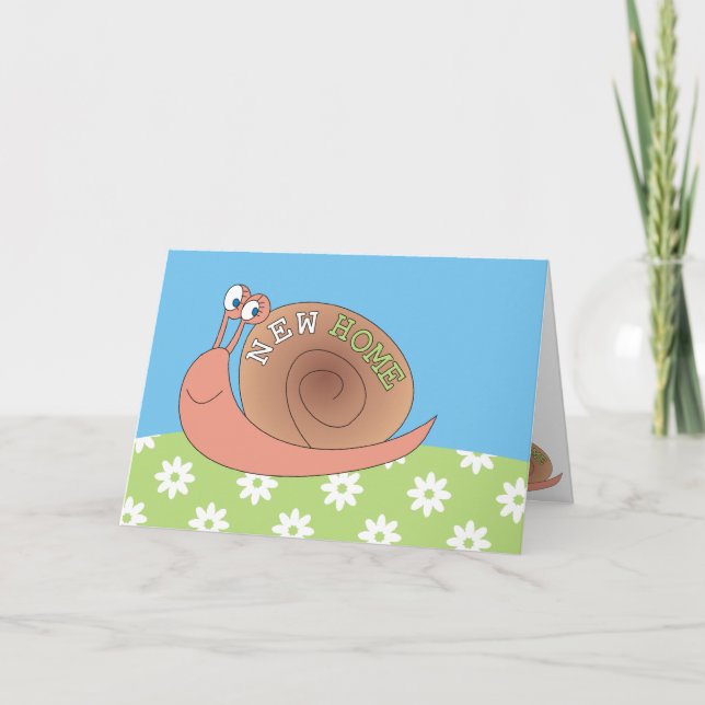 New Home Cute Snail in Meadow Greeting Cards (Front)