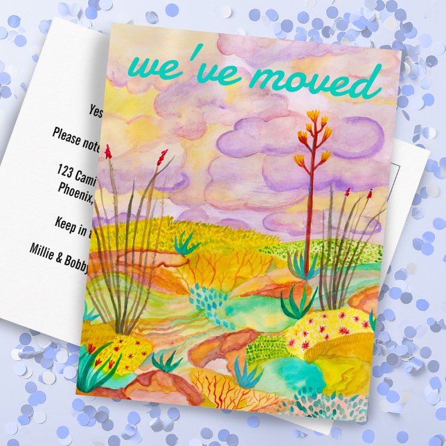 NEW HOME Desert Dreams Watercolor New Mexico Postcard (NEW HOME Desert Dreams Watercolor New Mexico Postcard Moving Announcement Housewarming New Address )