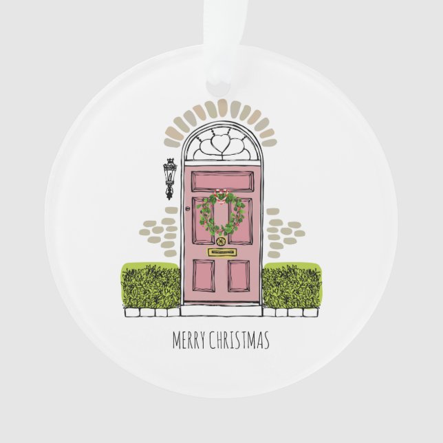 New Home Door Art Merry Christmas Name Address Ornament (Front)