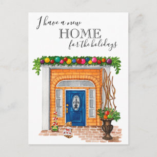 New Home Door Christmas Moving Announcement  Postcard