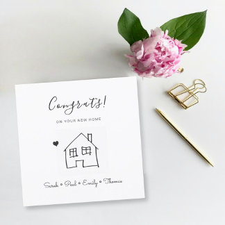 new home drawing modern family congrats card