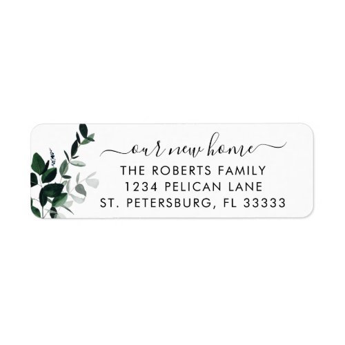 New Home Emerald Green Eucalyptus Return Address Label