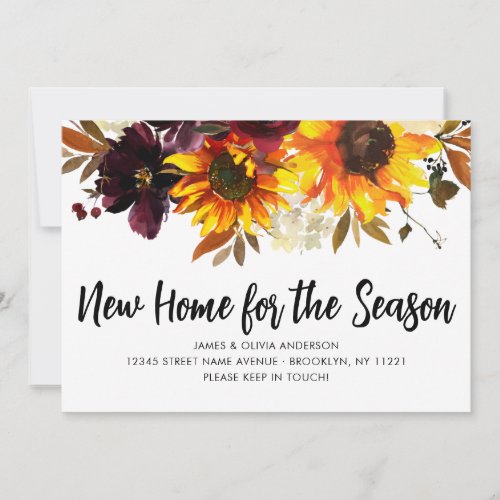 New Home Fall Autumn Season Sunflower Moved Moving Announcement