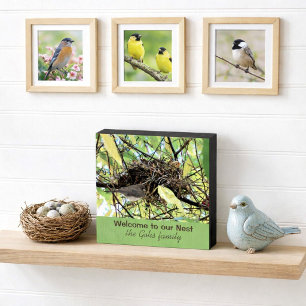 New Home Family Name / Bird Nest Photo Wooden Box Sign