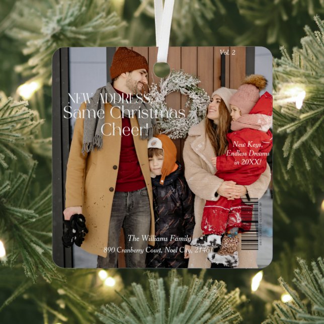 New Home  Family photo Christmas magazine cover Metal Ornament (Insitu)