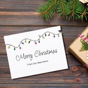 New Home Festive Christmas Lights Moving Announcement Postcard