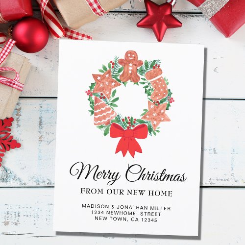 New Home Festive Christmas Moving  Announcement Postcard