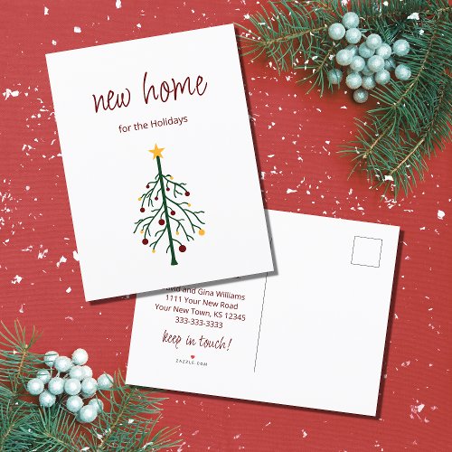 New Home Festive Christmas Tree Moving  Announcement Postcard