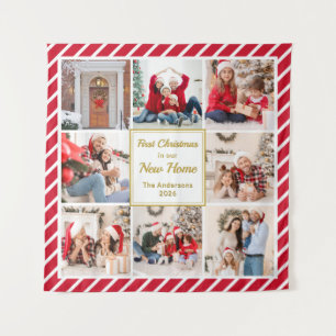 New Home First Christmas Multi Photo Family Tapestry