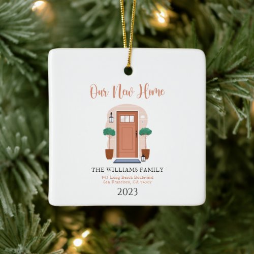 New Home First Christmas Watercolor Pastel Ceramic Ornament