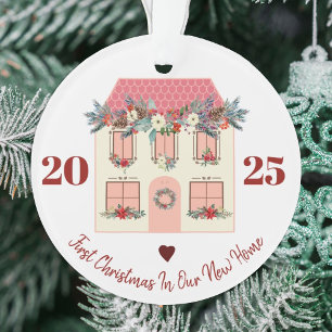 New Home first house rustic cute floral family Ornament