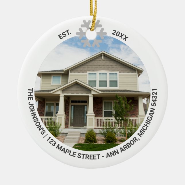 New Home First Year Family Home Photo Ceramic Ornament (Front)
