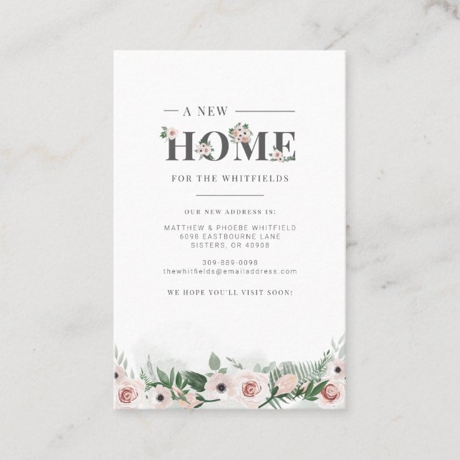 New Home Floral Address Change Moving Announcement (Front)