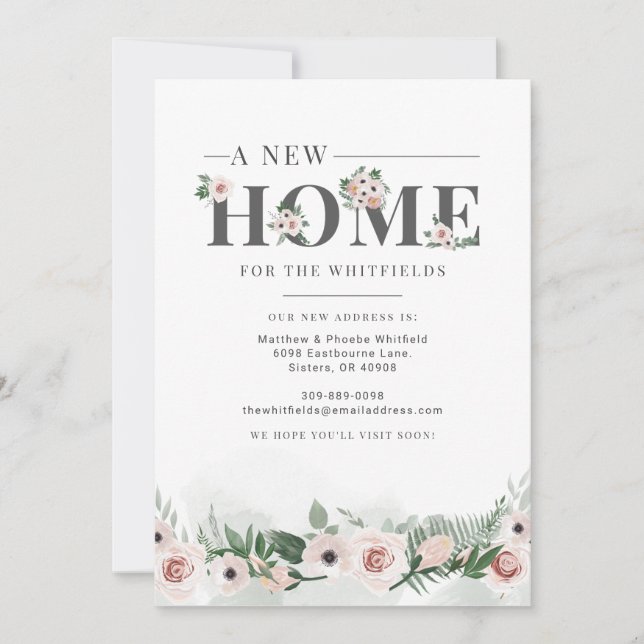 New Home Floral Change of Address Moving Announcement (Front)
