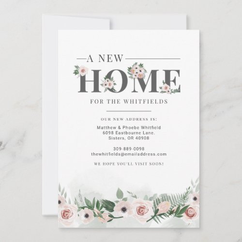 New Home Floral Change of Address Moving Announcement