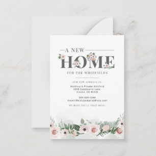 New Home Floral Change of Address Moving Note Card