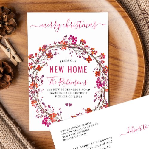 New home for Christmas modern holiday moving Announcement Postcard