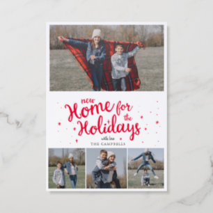  New Home for Holidays Christmas Moving Letterpress Photo Cards