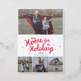 New Home for Holidays Christmas Moving Letterpress Photo Cards