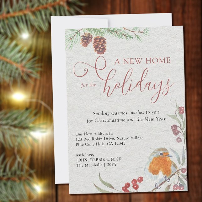 New Home for Holidays Robin Berries and Pine Cone Announcement (Creator Uploaded)