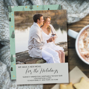 New Home for Holidays Square Photo New Address Holiday Card