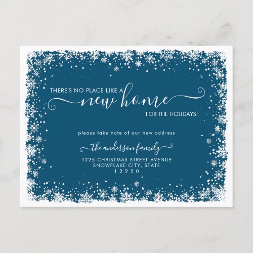 New Home For the Christmas Snowfall Holiday Moving Announcement Postcard