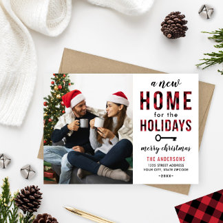 New Home for the Holidays Buffalo Plaid Holiday Card