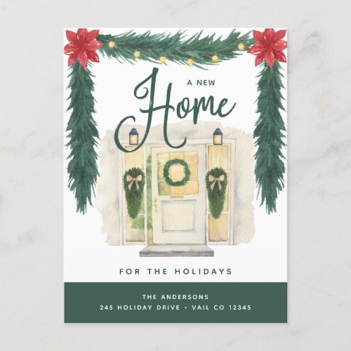 New Home for the Holidays  Change of Address Holiday Postcard