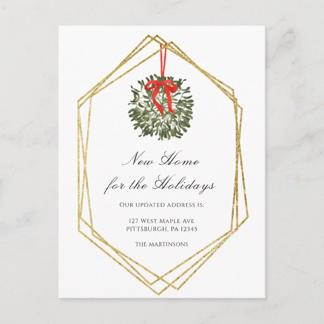 New Home for the Holidays Christmas Address Change Postcard (Front)