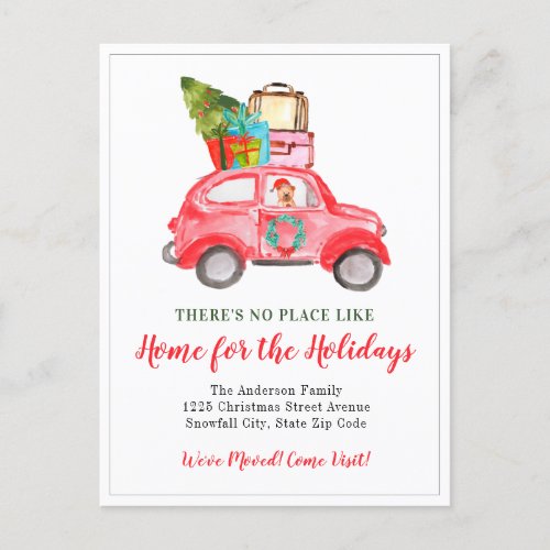 New Home For the Holidays Christmas Car Moving Announcement Postcard