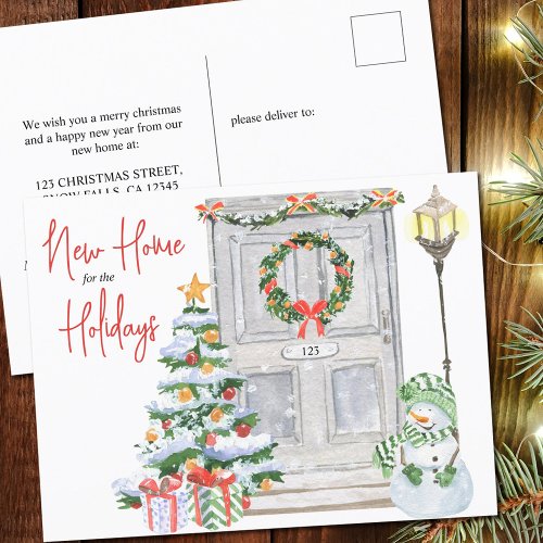 New Home for the Holidays Christmas Door Number Holiday Postcard