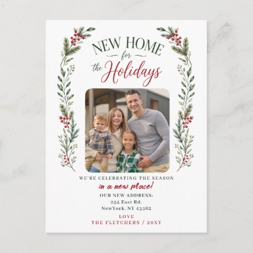 New Home for the Holidays Christmas Photo Moving Holiday Postcard