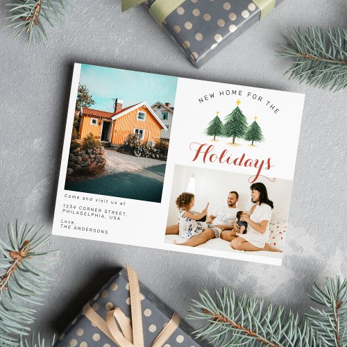 New Home For the Holidays Christmas Tree Moving Announcement Postcard