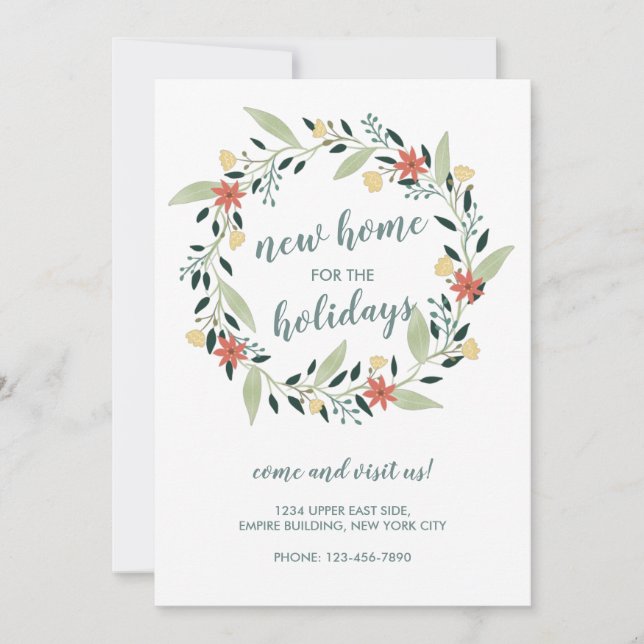 New Home for the Holidays Christmas Wreath Invitation (Front)