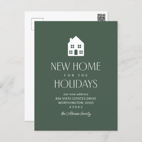 New home for the holidays classic green Christmas Holiday Postcard