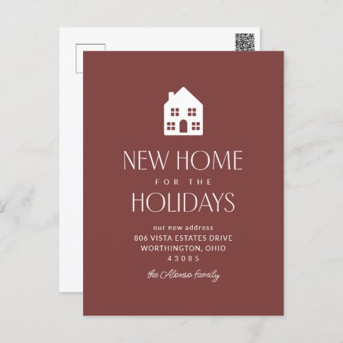 New home for the holidays classic maroon Christmas Holiday Postcard