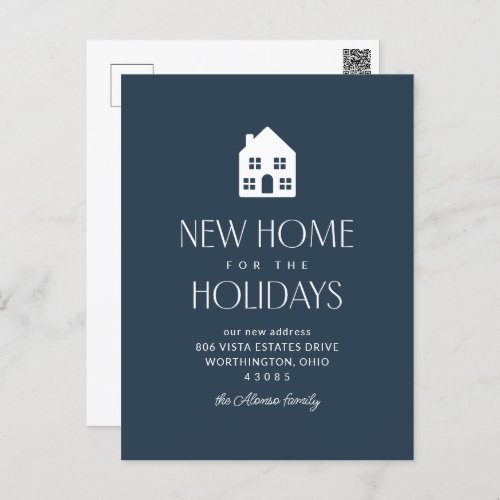 New home for the holidays classic navy Christmas Holiday Postcard