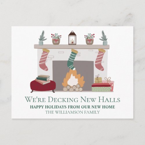 New Home for the Holidays  Fireplace  Stockings Postcard