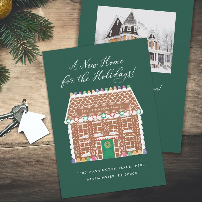 New Home for the Holidays Gingerbread House Holiday Card (Creator Uploaded)