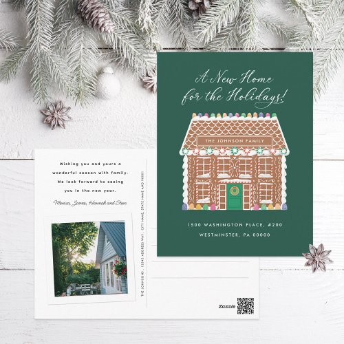 New Home for the Holidays Gingerbread House Holiday Postcard