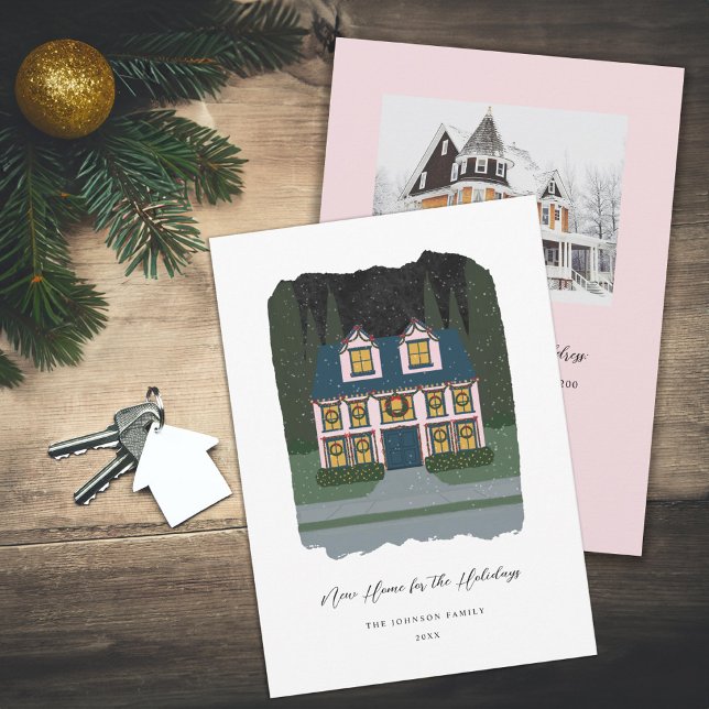 New Home for the Holidays Illustrated Holiday Card (Creator Uploaded)
