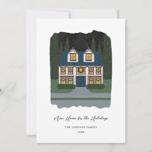 New Home for the Holidays Illustrated Holiday Card