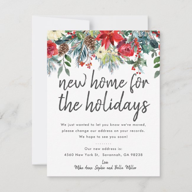 New Home for the holidays Moving Announcement Card