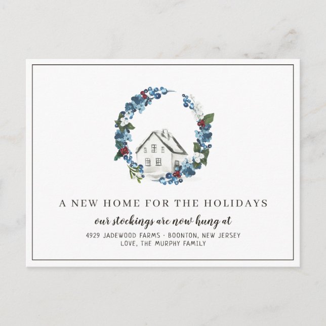 New Home For The Holidays Moving Announcement Postcard (Front)