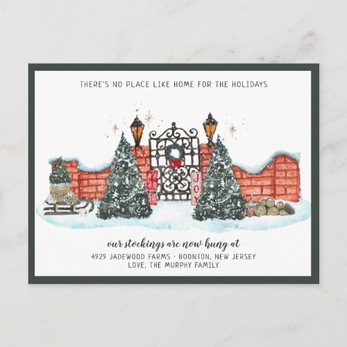 New Home For The Holidays Moving Announcement Postcard